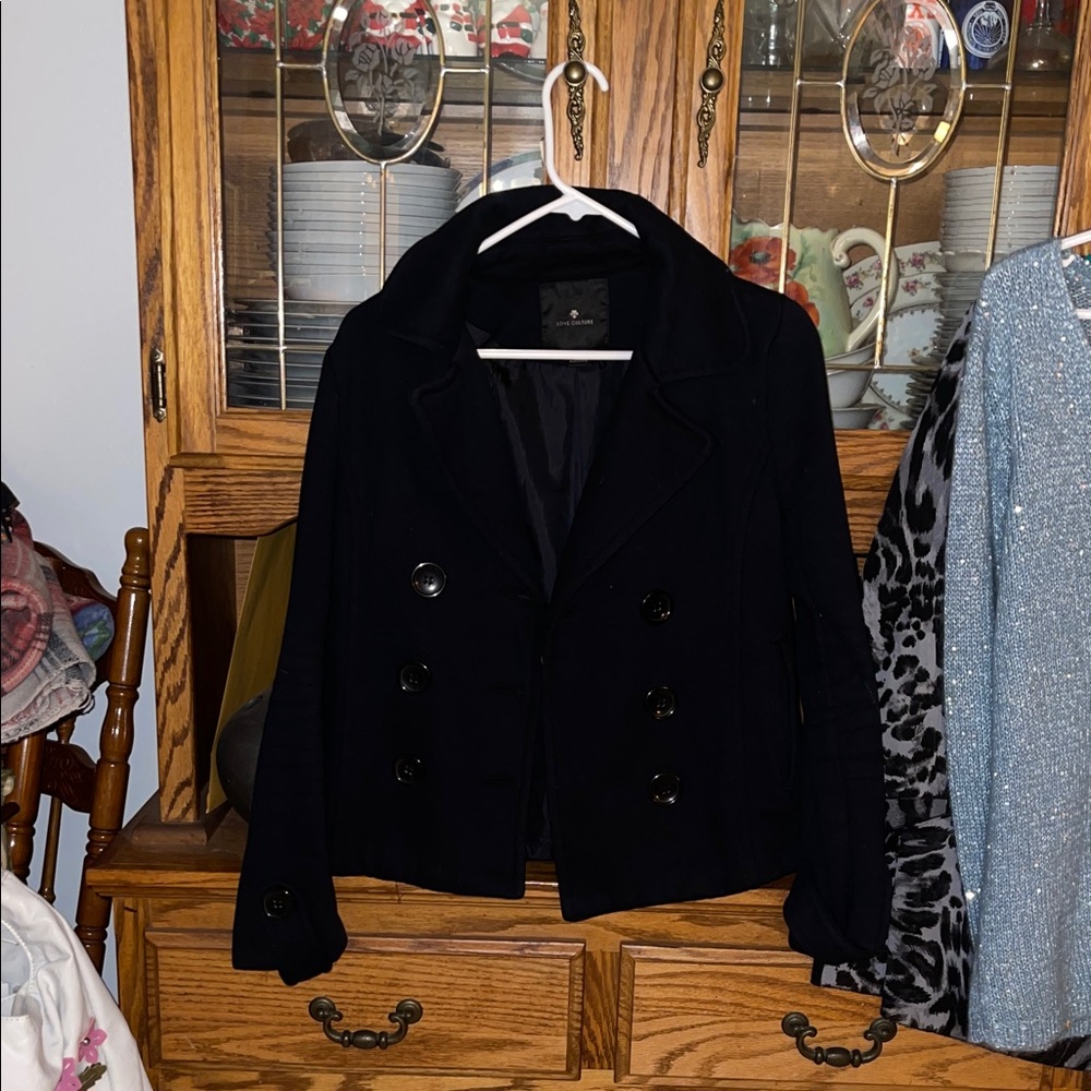 Love Culture Classic Black Pea Coat